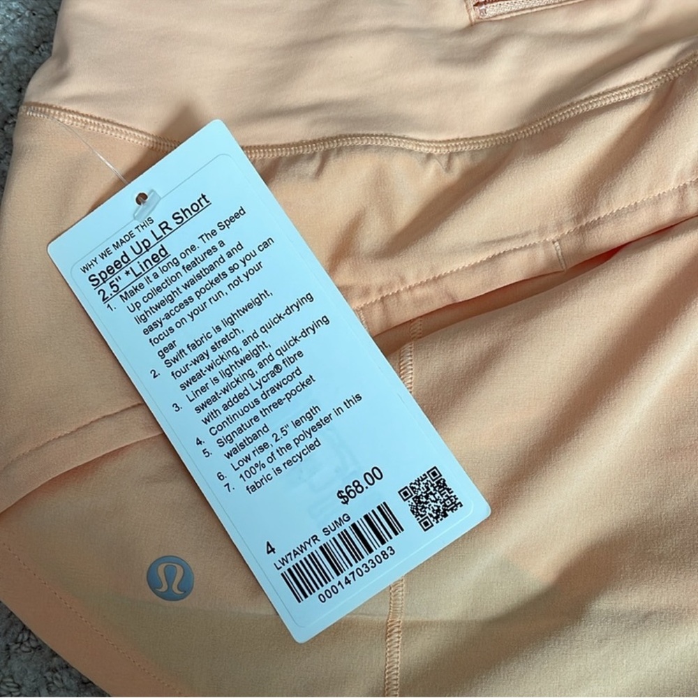 NWT Lululemon Speed Up Low Rised Short Lined *2.5" Summer Glow Size 4 - Picture 4 of 7